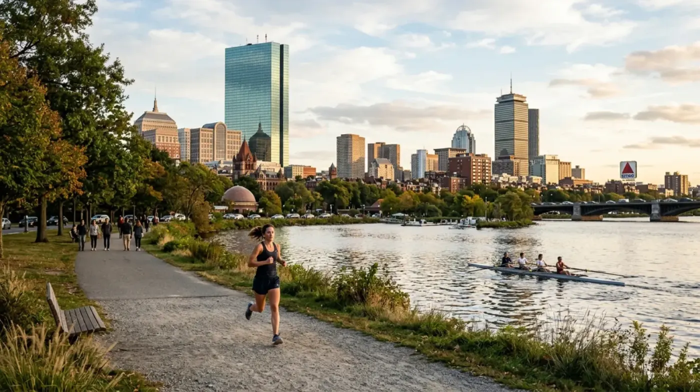 Charles River and Boston Back Bay skyline from the Esplanade