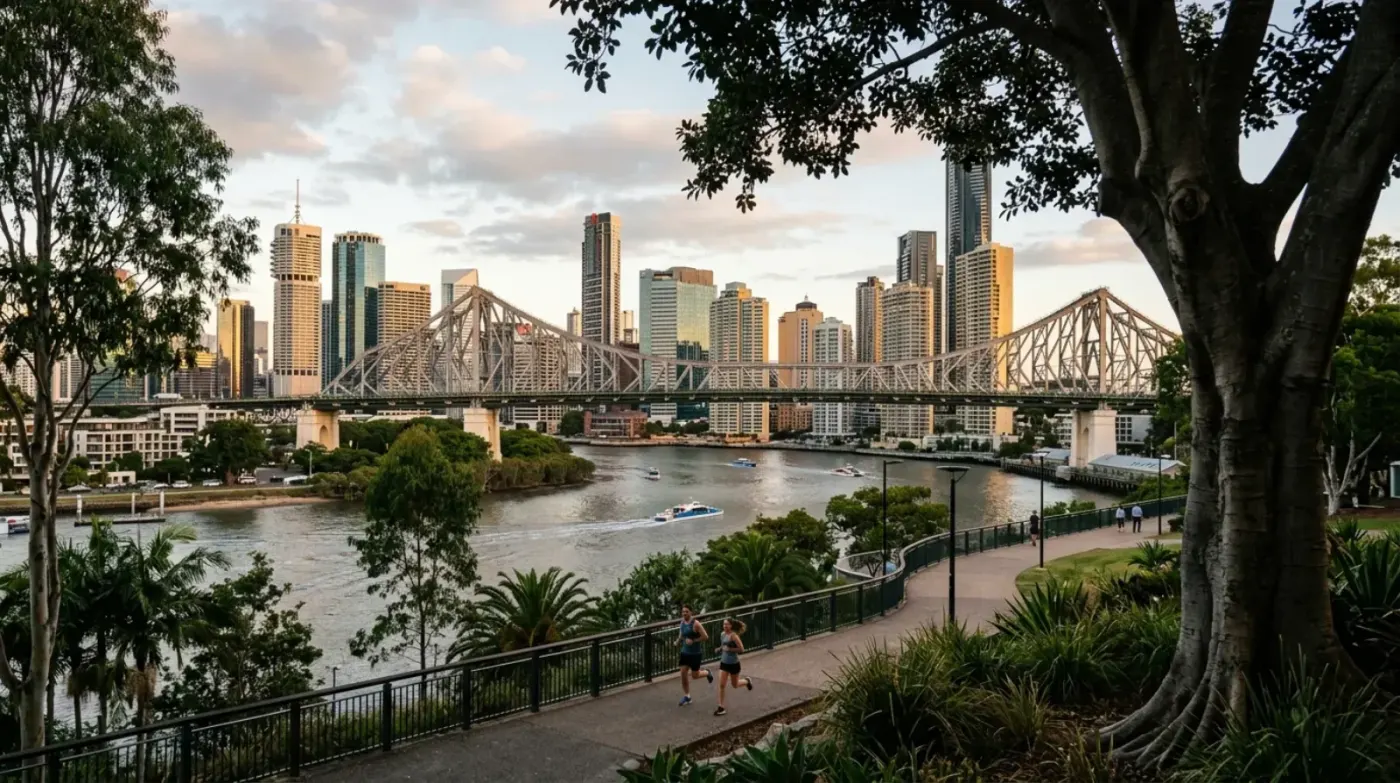 Story Bridge and Brisbane River with the city skyline on the far bank