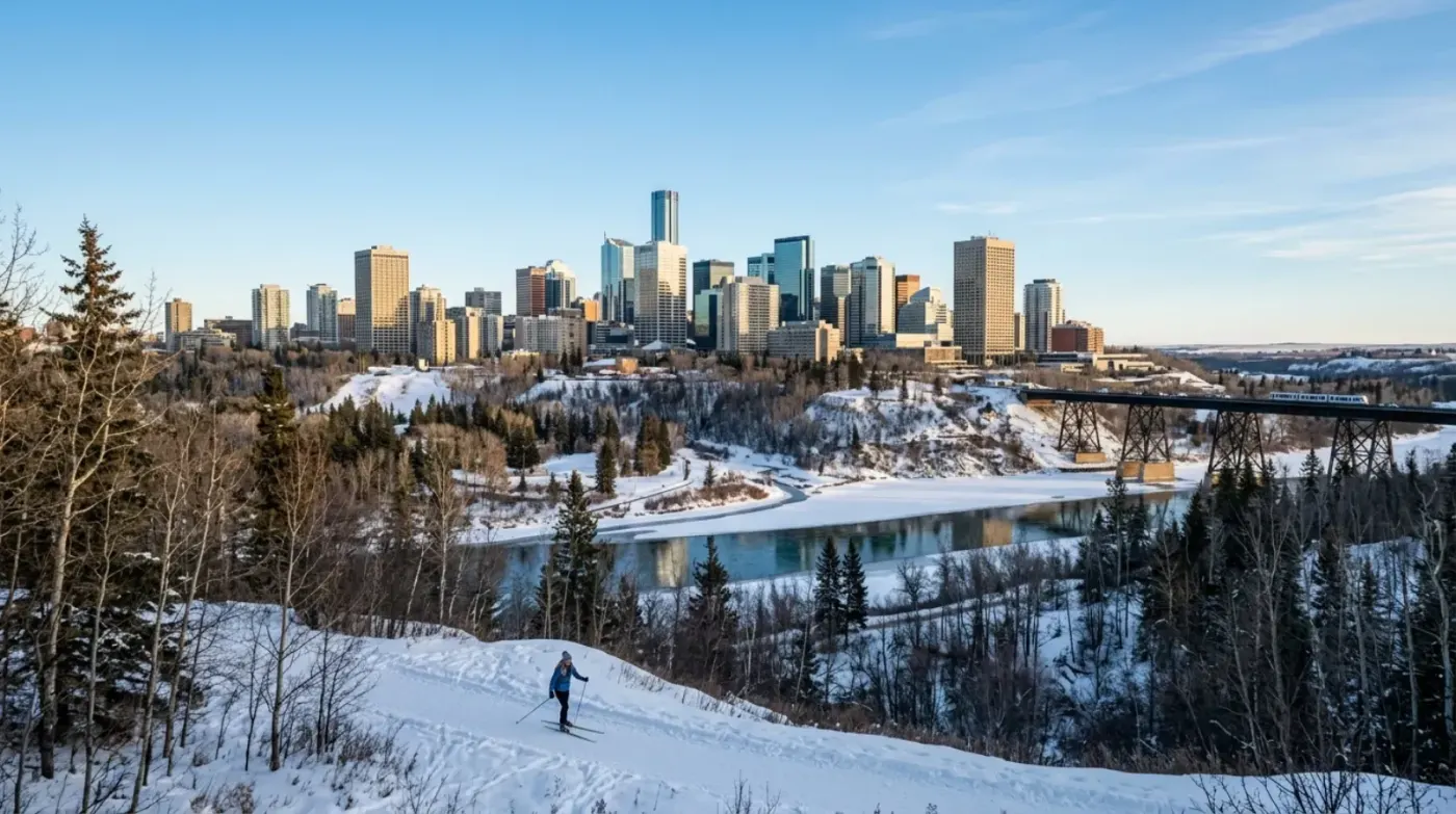 Edmonton downtown above the North Saskatchewan River valley