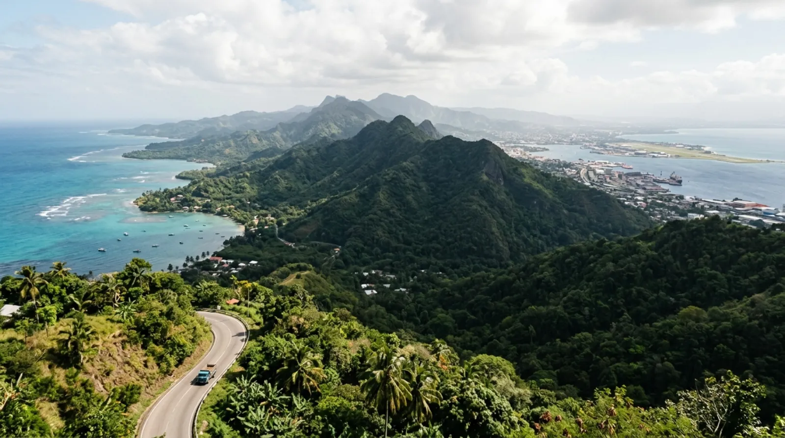 Jamaica’s Blue Mountains above a Caribbean coastal fringe