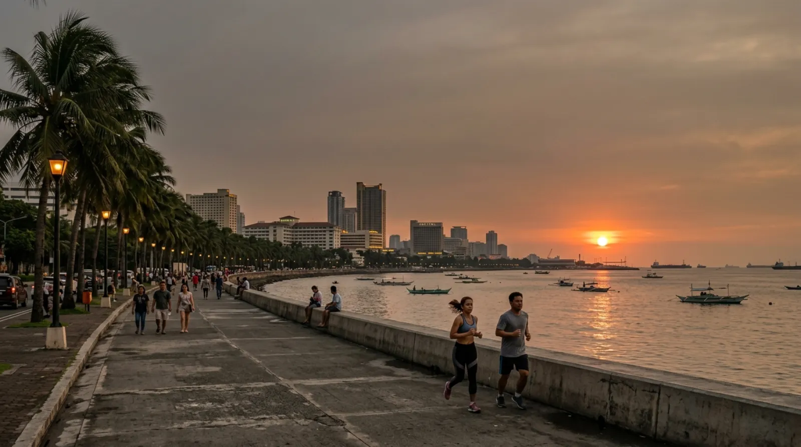Manila Bay sunset from Roxas Boulevard with the waterfront skyline
